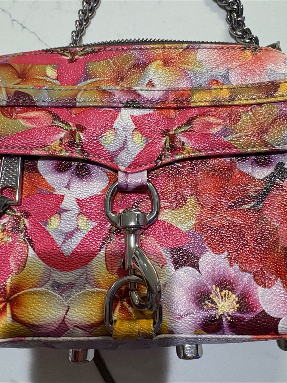 Rebecca Minkoff Floral Leather Mini Crossbody in Pink, Yellow & Purple - Picture 4 of 7